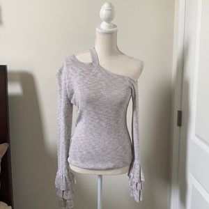 Express Ruffle Sleeve Off the Shoulder Sweater